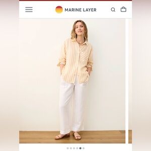 Marine layer linen drawstring straight leg pants size small